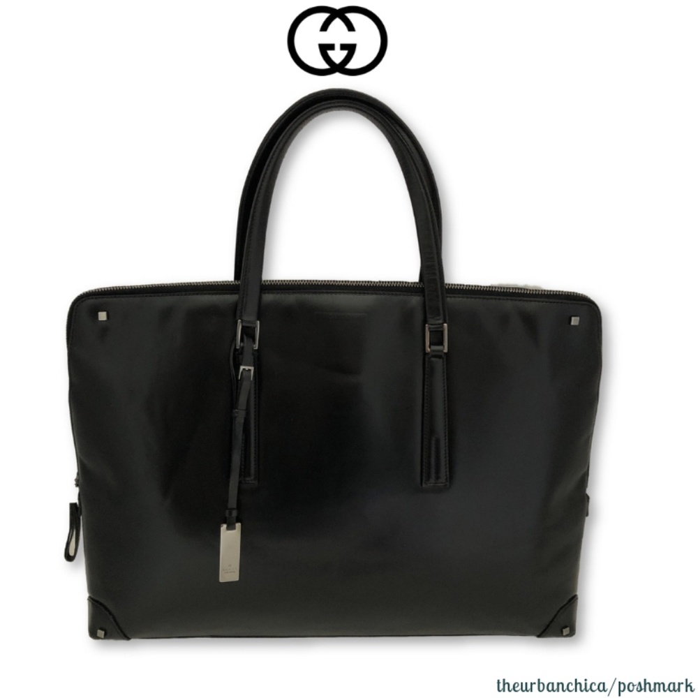 Gucci Black Leather Top-Handle Tote